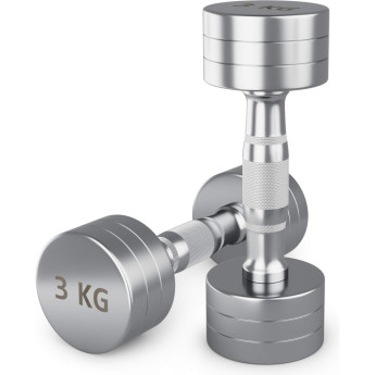 Гантель UNIX FIT PRO круглая хромированная 3 кг, 2 шт.